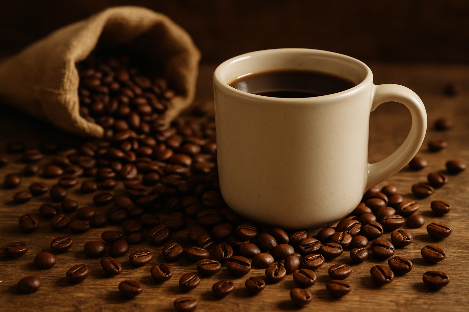 coffee grains with a mug